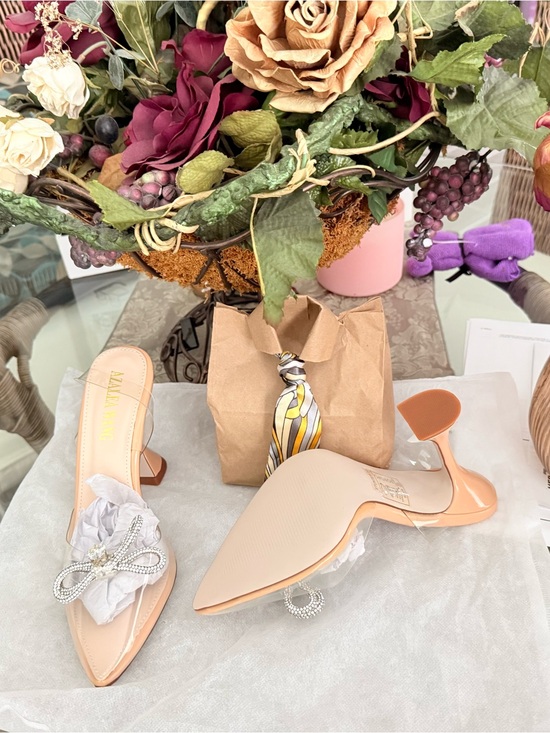 Azalea Wang Shoes - NEW Azalea Wang Blush Crystal Bow Clear Strap Mules. Includes dust covers